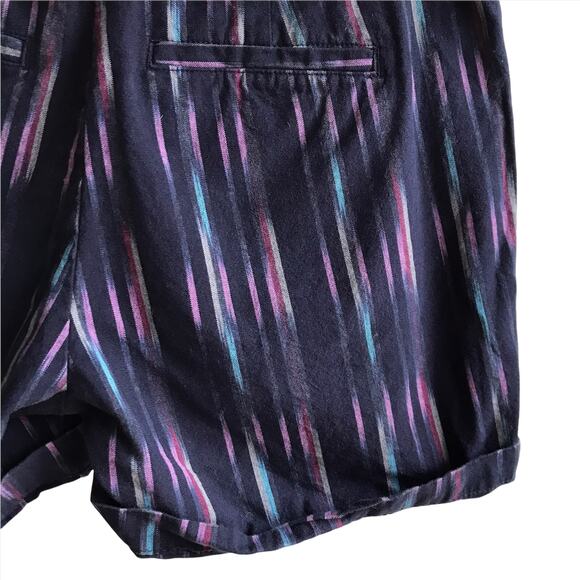 Merona 100% Cotton Striped Shorts Chinos Pockets Preppy Size 2 Navy Multicolor - Picture 7 of 11